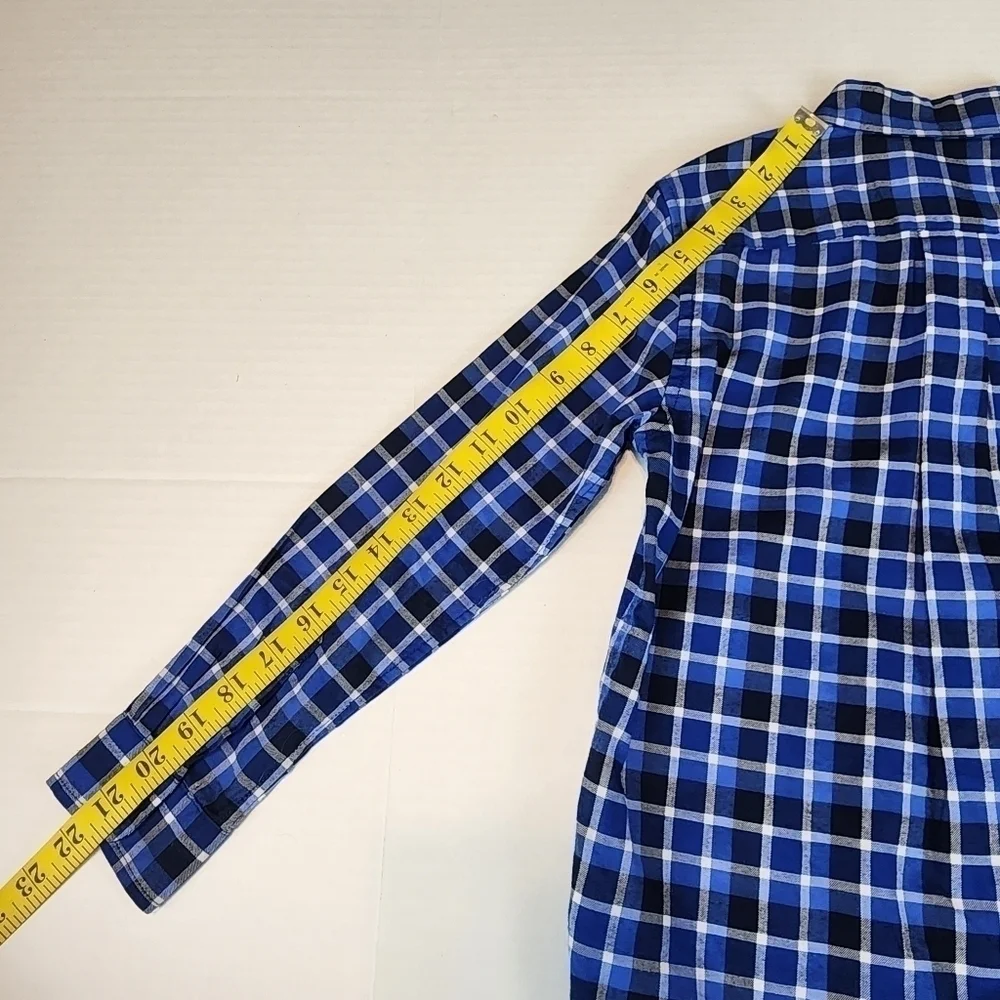 Ralph Lauren boy size 7 blue plaid long sleeve button down shirt